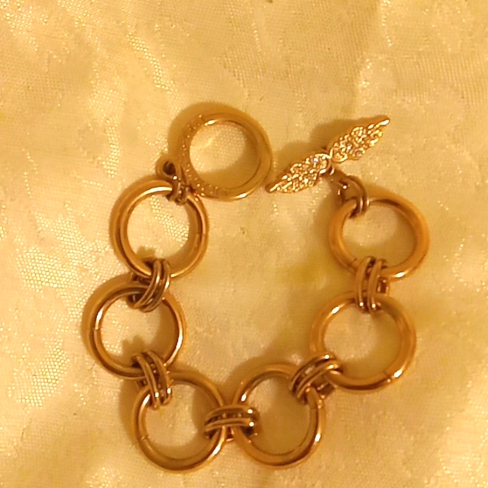 Victoria's Secret gold tone chain link  angel rhinestone  clasp